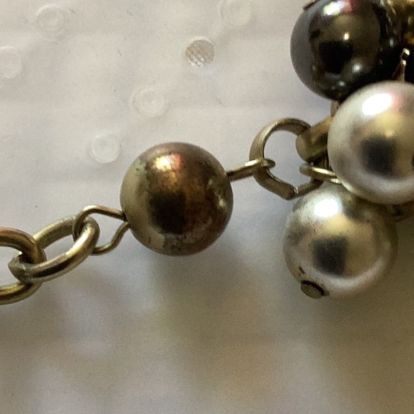 Gold, Silver And Black Bead Triangle Bib Necklace - Picture 7 of 7